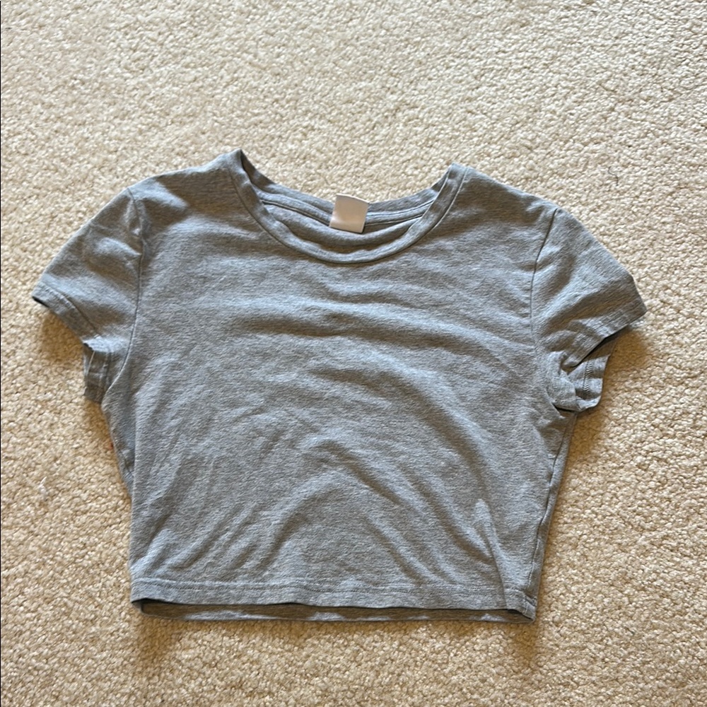 Aritzia TNA Gray Cropped T-Shirt
